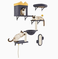 Tempat Garukan Kucing Kayu Solid yang Dipasang di Dinding, Garukan Kucing Dinding, Tempat Bertengger Kucing di Dinding, Mainan Pengasah Cakar Hewan Peliharaan