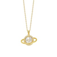 Collier Saturne en plaqué or 18 carats avec zircon cubique, collier ras du cou délicat avec orbe de cristal pour femmes, bijoux de mariée