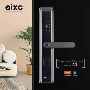 Aixc สมาร์ทล็อคประตูอิเล็กทรอนิกส์ล็อคหน้าจอสัมผัสอลูมิเนียม WIFI บ้านกลางแจ้งกันน้ำไมโคร USB การ์ดสำรองข้อมูลลายนิ้วมือ