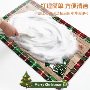 Tapis de sol de salle de bain, design à carreaux de Noël, motif de dessin animé, absorbant, antidérapant, tapis de bain rectangulaire pour toilettes, style festif - Product Image 5