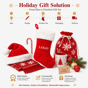 Calza di Natale Personalizzata in Peluche con Bordo in Pelliccia Sintetica a Pelo Lungo e Opzioni di Bordo Liscio per Regali Natalizi, Branding con Logo e Vendita al Dettaglio - Product Image 6
