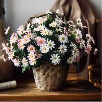 Bouquet de marguerites artisanales style frais, 12 têtes, fleurs artificielles écologiques pour décoration extérieure de Pâques et de Noël