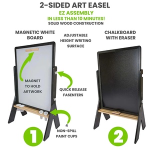Chevalet d'artiste 3-en-1 en bois pour enfants, double face, réglable en hauteur, pour peinture - Product Image 3
