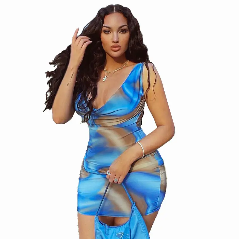 Wefans 2021 새로운 여름 패션 섹시한 인쇄 민소매 슬림 저렴한 캐주얼 여성 꽉 드레스 어머니 신부 드레스