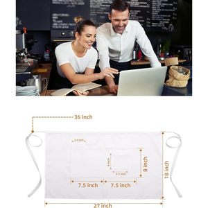Delantal Unisex FOXA para Servidor, 18 x 27, de Algodón Tejido con 4 Bolsillos, para Uso en Restaurantes y Bares - Product Image 5