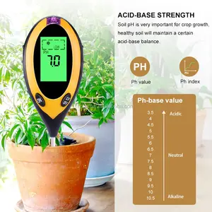 4-in-1 Soil Tester pH Moisture Temperature Sunlight Intensity Lux Meter Survey Instrument