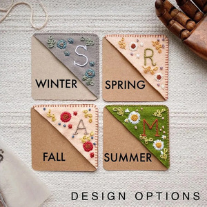 Feutre tissu Triangle Page coin protecteur <span class=keywords><strong>livre</strong></span> chinois à la main mignon fleur lettre broderie signet pour <span class=keywords><strong>livre</strong></span> - Product Image 3