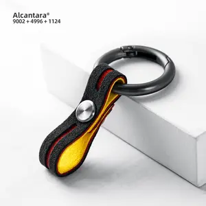 Promotional Gifts Black PU Leather Key Chain with Alloy Logo