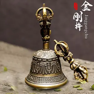 Nepal imported hand-carved diamond bell Vajra pestle collection supplies five pure copper hand bell high 18