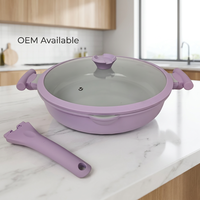 Poêle à frire multifonctionnelle OEM durable de 32 cm en aluminium moulé, revêtement céramique antiadhésif, pour cuisson domestique