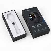 Boîte d'emballage de montre intelligente de qualité supérieure avec couvercle et base, doublure EVA antichoc, carton rigide pour bracelet de montre, chargeur, câble et accessoires