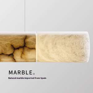 Lampu Gantung Minimalis Modern Zeal Lighting dari Tembaga dan Marmer Linear Alabaster untuk Meja Ruang Makan - Product Image 5
