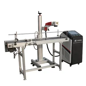 20w 50w fiber laser marking machine with conveyor belt for logo date batch number printing machinery