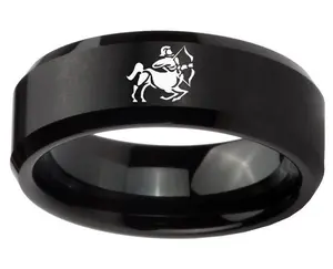 8 MM Black Twelve Zodiac ring stainless steel ring for men and women 12 Zodiac titanium steel rings Jewelry