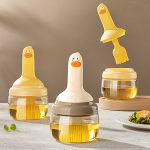 Bouteille de pinceau à huile en silicone Xinzao avec couvercle pour barbecue, qualité alimentaire, antiadhésive, poignée jaune vif - Product Image 2