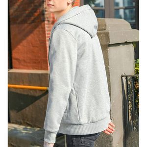 FOXA Men's Winter Sherpa <b>Lined</b> Zip Up Hoodie Sweatshirt Coat Windproof <b>Fleece</b> <b>Jacket</b> Regular Sleeve Gray - Product Image 3