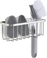 Support de cuisine en acier inoxydable 304 Cedar Space avec ventouse, organisateur d'évier, porte-savon et éponge, égouttoir suspendu pour torchons, sans perçage