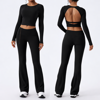 Vêtements de sport personnalisés pour femmes, tenue de sport ajustée décontractée, ensemble de yoga à manches longues avec dos élégant, doux pour la peau, vêtements de gym