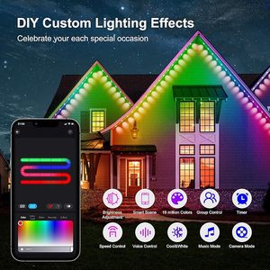 Wifi RGB không thấm nước thông minh ngoài trời LED eaves đèn từ xa Alexa Google trợ lý ứng dụng điều khiển PVC PC điểm vĩnh viễn đèn - Product Image 5