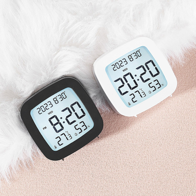 Simple Multi-Function Digital Temperature & Humidity Compact LCD Student Bedside Alarm Clock