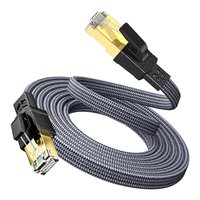 Cable Ethernet Cat8 de 40 Gbps y 2000 MHz de Alta Velocidad, Cable de Conexión SFTP Plano Trenzado de PVC y Cobre Sólido, RJ45 para Router, Laptop y Redes