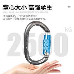 Mosquetón Tipo O Canle, Carga de 25 Kn, Bloqueo Desfasado, Aluminio de Aviación 7075, para Operaciones en Altura - Product Image 2