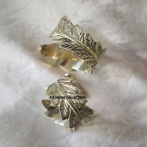 Anillo para Servilletas de Aluminio de la Mejor Calidad, Diseño de Hojas, Chapado en Oro, Nuevo, Vajilla de Estilo Elegante, Precio Impresionante - Product Image 1
