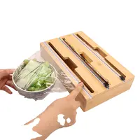 Plastic Wrap Dispenser, Bamboo Wood Cling Food Wrap Dispenser, with Slide  Cutter & a Roll of 11.5' X300 FT BPA Free Plastic Wrap, Reusable & Sturdy -  China Bamboo and Box price