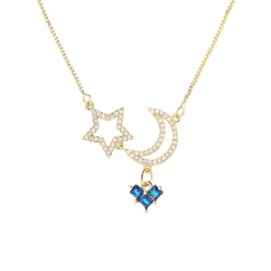เครื่องประดับหรูหรา Hd Jewelry แฟชั่นทอง 18K ชุบทองรูปหัวใจและดาว ประดับเพชรคิวบิกเซอร์โคเนีย Aaa สร้อยคอจี้สำหรับผู้หญิง - Product Image 6