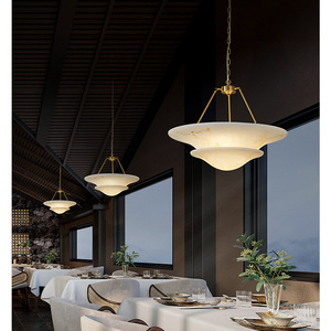 French Style Marble Look <b>Chandelier</b> 60cm 80cm LED Round Multi Head Pendant <b>Light</b> For Living Room Hallway Study - Product Image 2
