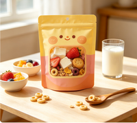 Sachet personnalisé imprimé pour flocons d'avoine, emballage scellé avec encoche de déchirement pour la vente au détail d'avoine biologique