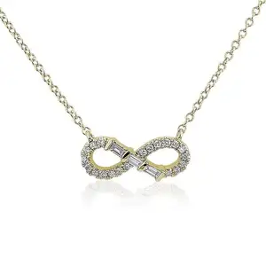 Oneindig Symbool Vorm Bijgesneden Ketting 14K Vergulde 925 Sterling Silversieraden Zirkoon Infinity Hanger Sleutelbeen Kettingen