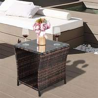 Table d'appoint en osier de design moderne pour l'extérieur, table de rangement pour patio, balcon, véranda, terrasse