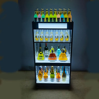 Meuble à champagne LED Richshining personnalisé avec logo, 3 niveaux, mobile, avec roulettes, présentoir à bouteilles de vin LED pour mariage de luxe