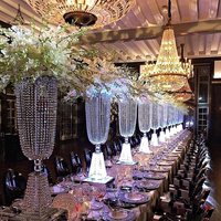 Support à fleurs en verre fait main, lustre romantique, centre de table de mariage, décorations pour banquets, maisons et hôtels, ensemble personnalisable