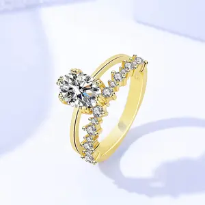 1 Trendy 2 Carat Mossanite Ring White Gold Filled Jewelry 925 Sterling Sliver Moissanite Oval Ring For Wedding Engagement