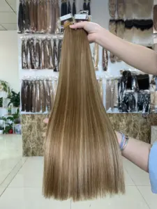 12a الصف شعر بشري روسي balayage تسليط الضوء على ضعف رسم شريط صغير في شعر حقيقي ملحقات