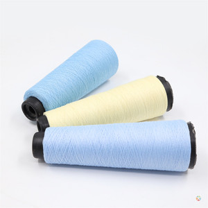 Tissu tricoté léger et respirant en polyester 100% aspect lin doux, 2/20NM, coloré, pour vêtements décontractés d'été, durable - Product Image 2