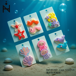 Pinzas para el cabello Angelina Ocean Series, 1200 piezas, criaturas marinas variadas para niñas - Product Image 4