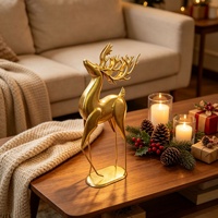 Figurine de cerf de Noël de luxe en fer, à poser sur table ou cheminée, ornement de maison lumineux, cadeau de Noël, décoration de fêtes