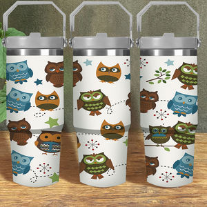 Vaso Térmico de 30oz con Diseño de Búho Adorable y Asa, Taza de Viaje Kawaii con Animales del Bosque, Stock en EE. UU., Regalo Ideal para Amantes de los Búhos - Product Image 1