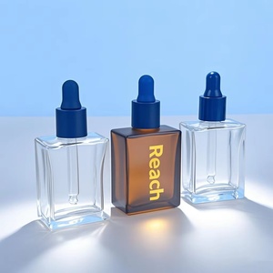 15ml 30ml 50ml 100ml Amber Brown Glass Rectangle Essential Oil Dropper Bottle <b>Flat</b> Square Glass Skincare Serum Bottle Packing - Product Image 3