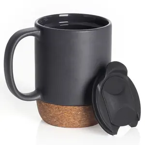 뜨거운 판매 코르크 커피 머그 사용자 정의 로고 400ml 우유 커피 컵 유리 음료 용기 컵 세라믹 머그 코르크 기초