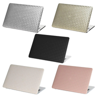 Casing Laptop Anyaman Pola Modern dari Kulit PU, Plastik Keras PC, dan Kain Anyaman untuk Macbook Air 13 Pro 14 Laptop Bekas M3 M5