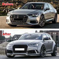 Couvre-pare-chocs avant pour Audi A6 S6 C7, style RS6, avec grille en nid d'abeille noir brillant pour Audi A6 S6 C7 C7.5 2012-2018