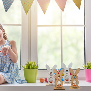 Cadeau <span class=keywords><strong>de</strong></span> Pâques lapin <span class=keywords><strong>chocolat</strong></span> porte-oeufs en bois décoration <span class=keywords><strong>de</strong></span> bureau artisanat fête ornement - Product Image 2