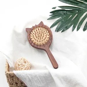 Vente directe d'usine de haute qualité peigne en bois naturel pagaie bébé Mini brosse à cheveux