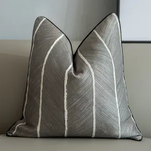 Fundas de almohada Jacquard de estilo nórdico moderno con patrón geométrico para sofá, fundas de cojín a rayas amarillas para sala de estar