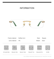Gafas Borregls de cuerno de búfalo para hombre, nueva marca de diseñador, monturas cuadradas con diamantes, gafas de lujo para mujer, gafas ópticas 0023