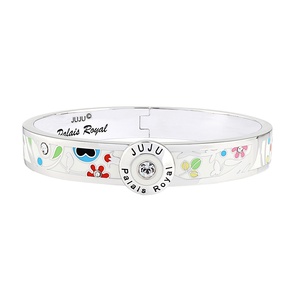 Pulsera de latón con logotipo personalizado, precio de fábrica al por mayor, chapada en platino/plata, con diseño de flor esmaltada y cristales brillantes de imitación. - Product Image 3
